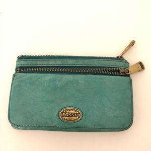 Teal Fossil Wallet